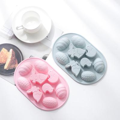 China Viable Handmade Chocolate Cake Festival Molds Rabbit Easter Egg Silicone Mold Resin Baking Craft for sale