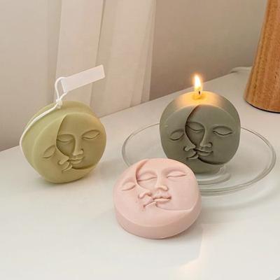 China Viable Valentine's Day Sun And Moon Human Faces Candle Molds 3D Silicone Soap Candle Mold for sale