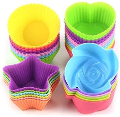 China Viable Reusable Different Shape Muffin Silicone Cupcake Baking Cup for sale