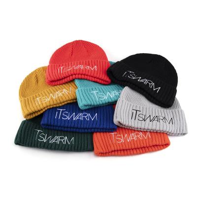 China COMMON Solid Color Knit Fisherman Beanie Hat Outdoor Winter Beanie for sale