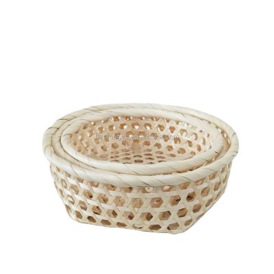 China Bread Basket Hexagon Woven Basket Sustainable Bamboo Food Bamboo Basket for sale