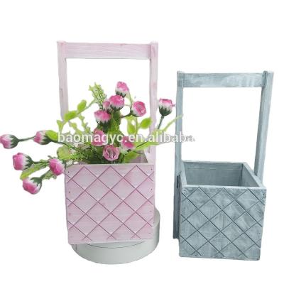 China Minimalist warm plant flower pot wooden floor garden rose. green color for sale