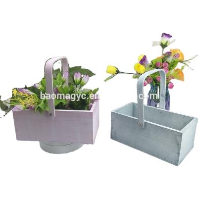 China Minimalist warm plant flower pot wooden floor garden rose. green color for sale