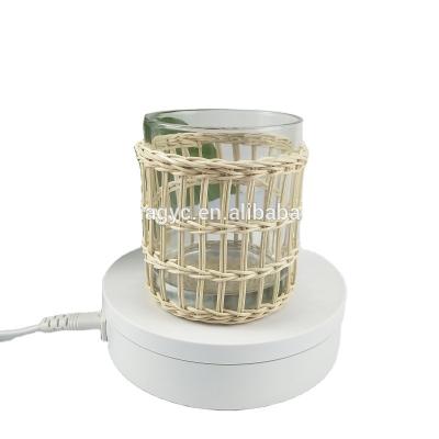 China China tealight holders glass with rattan weaving candle holder for sale