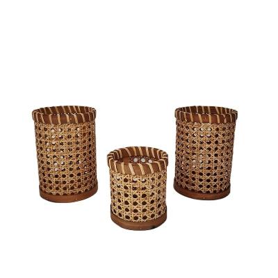 China Home Decoration Candlestick With Rattan Storm Lantern Rattan Basket for sale