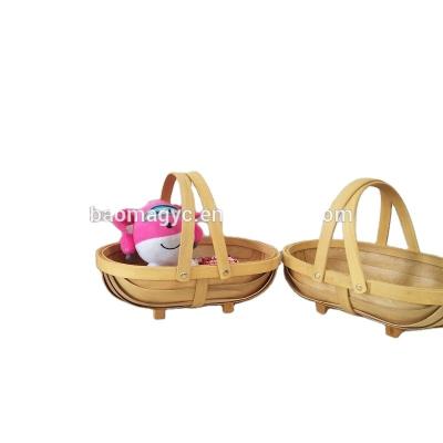 China Modern Kid's Toy Storage Basket Wooden Fruit Basket Boat Shaped Basket for sale