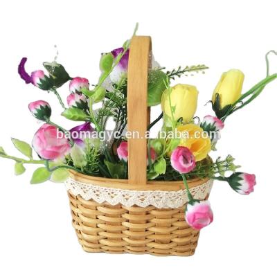 China Modern Plant Flower Pot Flower Basket, Wooden Gift Basket Chip Basket Packing Planter for sale