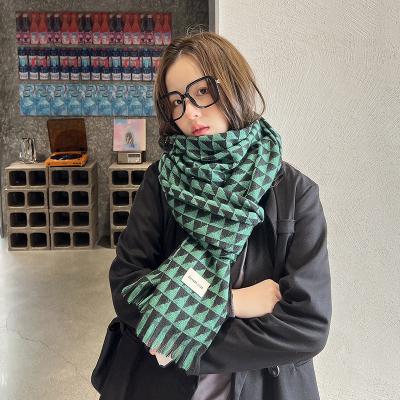 China New Wholesale Polyester Striped Winter Fashion Scarves And Shawls Deep Keep Warm Winter Scarf For Women for sale