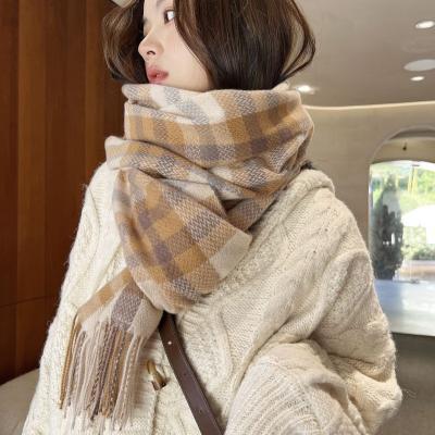 China New Wholesale Polyester Striped Winter Fashion Scarves And Shawls Deep Keep Warm Winter Scarf For Women for sale