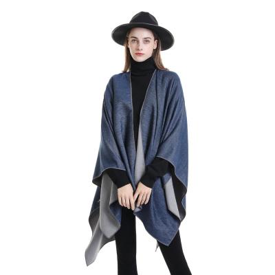 China Wholesale Hot Selling Thick Poncho Cape Plaid Scarf Women Winter Polyester Acrylic Shawls Stoles for sale