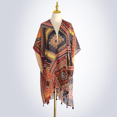 China Cover up beach wear ladies summer shawls beautiful thin wholesale cotton polyester beach shawl for women for sale