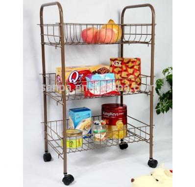 China Sustainable Home Kitchen Storage Organization 3-Tier Wire Metal Cart Serving Cart for sale