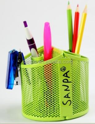 China Hangzhou Eco-friendly Metal Mesh Desktop Pen Holder Stationary for sale