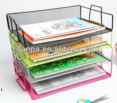 China Eco - Friendly Metal Mesh Stackable A4 Paper File Tray Holder for sale