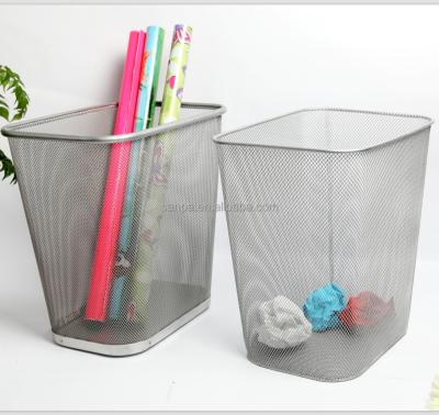 China Hangzhou Office Metal Mesh Square Waste Bin /Waste Sustainable Indoor Paper Basket for sale