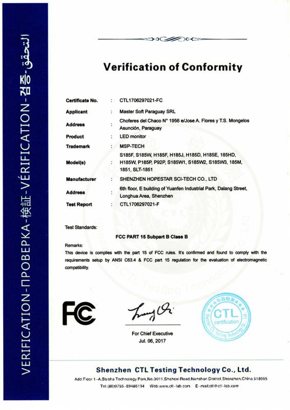 FCC - Shenzhen Hopestar Sci-Tech Co., Ltd.