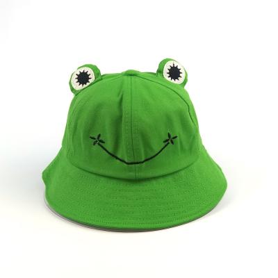 China Custom Logo Fisherman Cap Cute Frog Factory Price Dobby Sun 2021 Summer Kids Bucket Hats For Adults Kids Women Men for sale