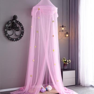 China Insecticide Treated Star Kids' Mesh Princess Bed Principal 3 Layer Lace Up Pleated Dome Suitable for Babies and Girls (Pink) for sale