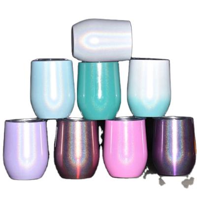 China Durable 12oz Rain Warm Arc Stainless Steel Mug Coffee Double Wall Insulated Egg Shape tumblrs Wine Glass Tumbler Mugs With Leak Proof Lid for sale