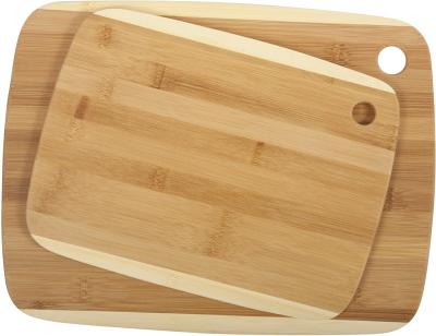 China Sustainable Organic Bamboo Kitchen Cutting Board Set 2 Piece Two Tone Wholesale for sale