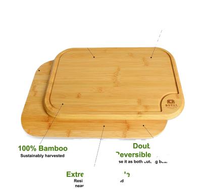 China Disposable Custom Large Kitchen Organic Bamboo Cutting Board With Juice Groove for sale