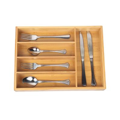 China Sustainable Bamboo Cutlery Tray and Drawer Cutlery Organizer Wholesale for sale