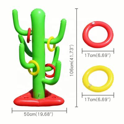 China Water Fun Sets Inflatable Cactus Ring Toss Game With 3 Cup Holders Pool Toys With Rising Water Beach Party Supplies For Kids for sale