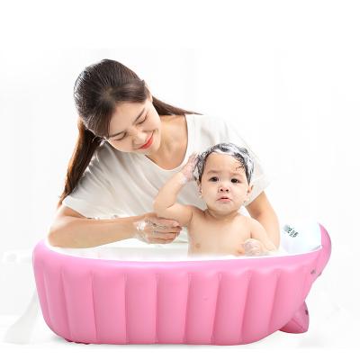 China Baby Inflatable Bathtub Portable Stocked Infant Toddler Bathing Tub Mini Air Swimming Pool Kids Foldable Shower Basin Non Slip Travel for sale