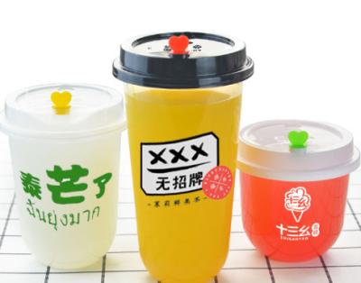 China Beverage 90/95mm pp U shape plastic cup boba bubble milk tea cup for sale