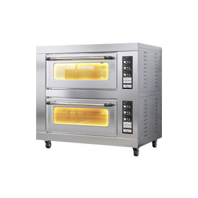 China High Efficient Commercial Tabletop Oven 2 Deck 2 Trays Electric Bread Burger Baking Oven for sale