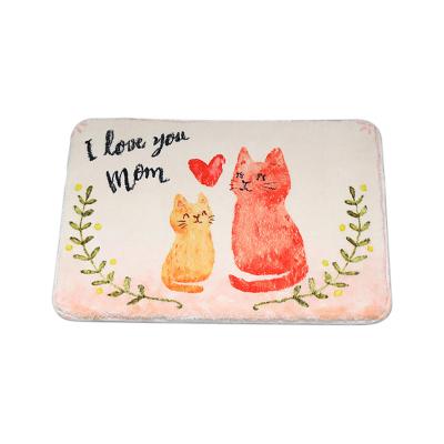 China Washable Pet cat popular design super soft cashmere fabric anti-slip bath floor door mat for sale