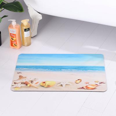 China Summer Coast Sustainable Design Nanocoated Diatomite Laminated Quick Water Absorbing Bathroom Floor Rubber Backed Non-Skid Mat For Shower for sale