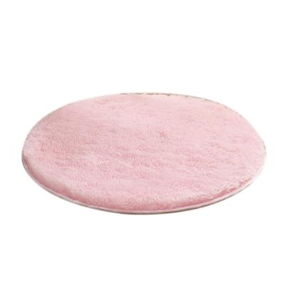 China Simple soft shaggy rug round rug round solid color PV plush fur fleece pink non-slip high pile blanket for living room for sale