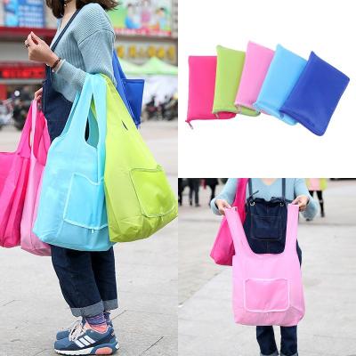 China Eco-friendly Fashionable Folding Large Portable Shopping Oxford Cloth Thickened Tote Shopping Bag Printed Logo for sale