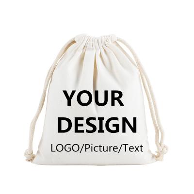 China Eco-friendly OEM Customized LOGO Printing Daily Drawstring Pouch Storage Cotton Muslin Drawstring Bag Logo Custom for sale