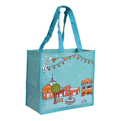 China Wholesale Customized Logo Eco - Friendly PP Woven Bag Coated Color Printing Plastic Shopping Tote Bag for sale