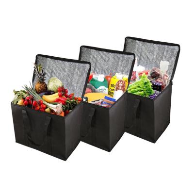 China Wholesale Waterproof Black Extra Large Tote Insulated Grocery Food Delivery Reusable Thermal Cooler Bags for sale