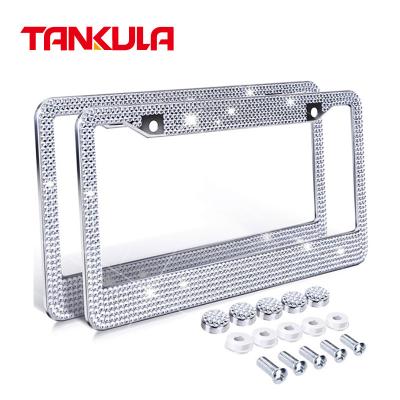 China Factory Price Durable Auto Parts Custom Bling Crystal Women Car License Plate Frame For USA Model for sale