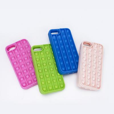 China Anti-stress Rainbow Shockproof Bubble Wiggle Soft Cover Silicon Sensory Squeeze Toy Pops It Cell Phone Case for sale