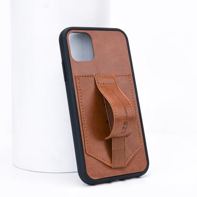 China Shockproof Shockproof Phone Case For Iphone 8 7 6 6S plus X Xs Max Xr Back Cover With Hand Strap Leather Cover for sale