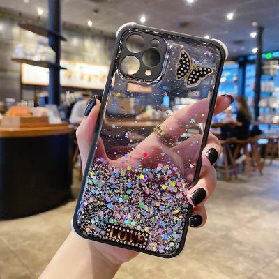 China Customized Shockproof Cute Girls Glitter Logo Butterfly Mobile Phone Cases For Huawei y9 y9s prime for sale