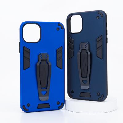 China Clip Hidden Anti-fall Kickstand Metal Armor Mobile Phone Case For iPhone 11 Pro Max Hard PC Shell for sale