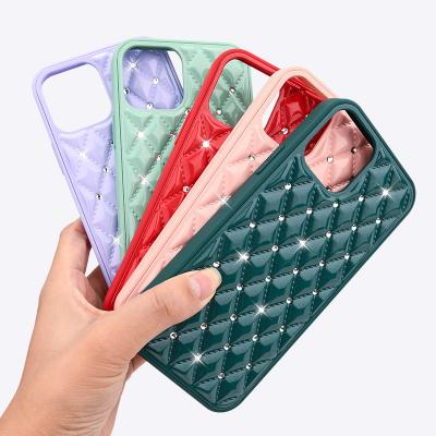 China Luxury Rhombus Diamond Designer Phone Cases Set Anti-drop Gliltter Solid Color For Samsung Galaxy A02 A02S for sale