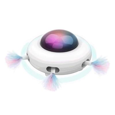 China Viable Smart Turntable Automatic Swing Toys Pet USB Charging Interactive Puppy Cat Electric Steering Chasing Toy Feather Toys for sale