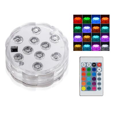 China 10 Led Viable Waterproof Battery Operated Light Underwater Night Light RGB Vase Bowl Outdoor Party Decor Lamp Remote Control for sale