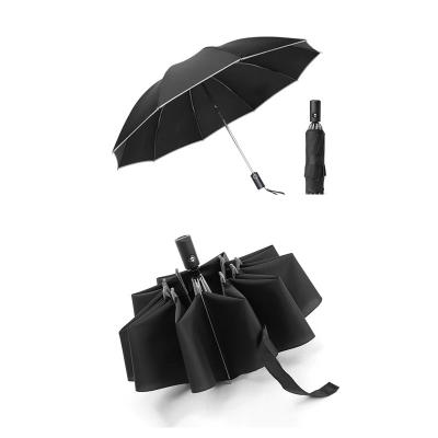 China 2021 Fashion Windproof 3 Times Portable UV Reverse Umbrella Wind Rain Umbrella Automatic Resistant Travel Parasols for sale