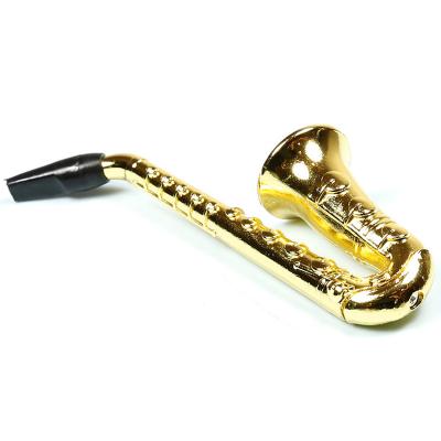 China Unique Literary Style Saxophone Shape Smoking Pipe Alloy Mini Portable Pipe Length 97mm Metal Tobacco Pipe Hookah High Quality Gifts for sale