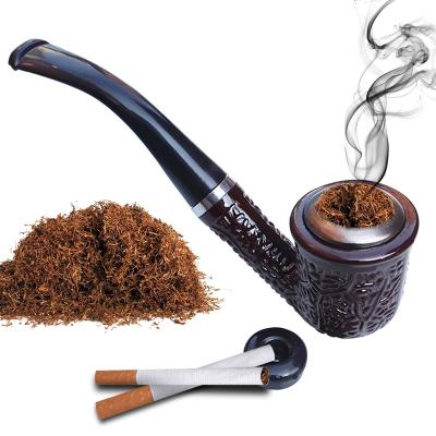 China Double Purpose Cigarette Tobacco Pipe Bent Filter Pipe Hemp Bump Iron Pot Cigarette Holder CLASSIC Resin Cut Handmade Smoking Pipe for sale