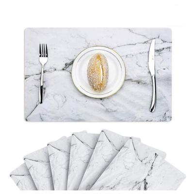 China Durable Marble Pattern Nordic Lightweight Luxury Waterproof Table Mat And Heat Insulation Leather Oil-proof for sale