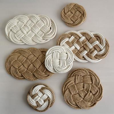 China Sustainable Woven Hemp Cotton Rope Place Mat Coaster Insulation Pad for sale